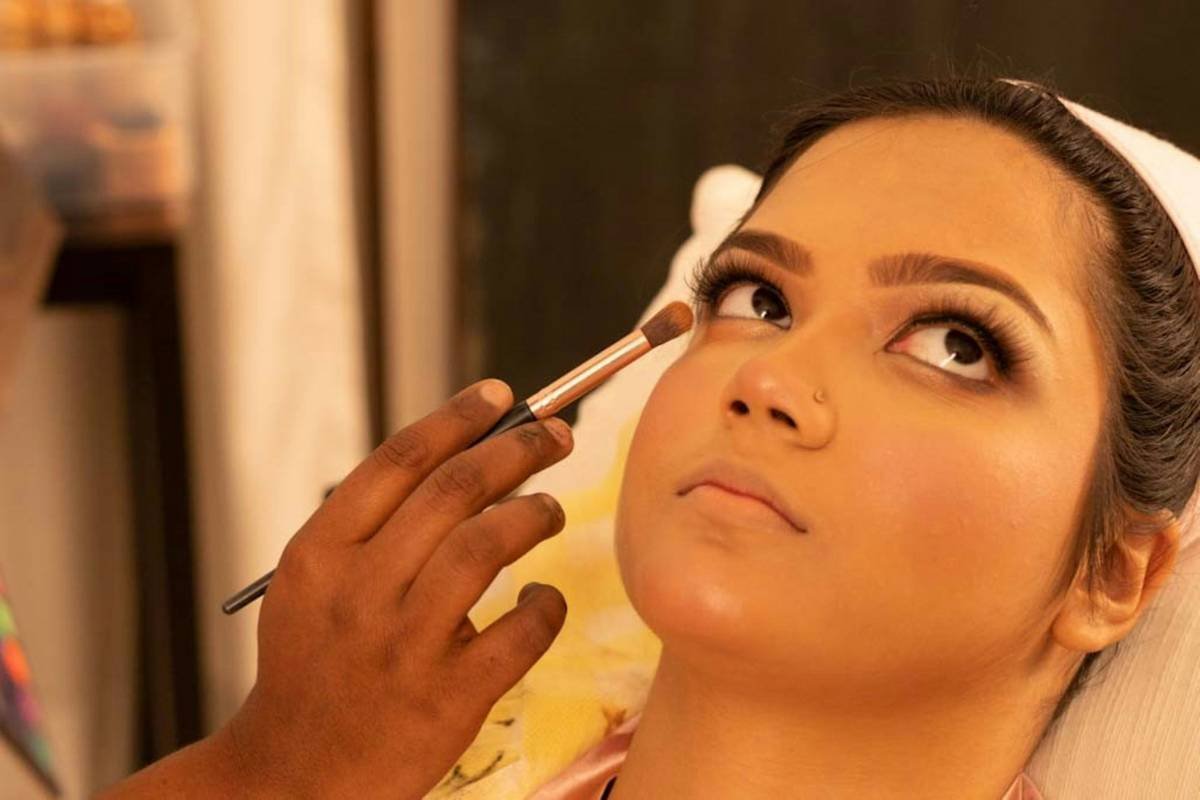 Side-by-side comparison: amateur costume makeup using Halloween glue (left) vs. professional prosthetic application with medical adhesive and layered coloring (right)